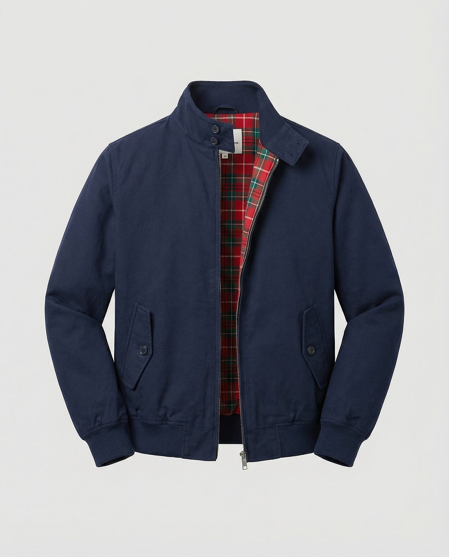Herren Harrington-Jacke mit Reißverschluss und Karomuster-Futter 2