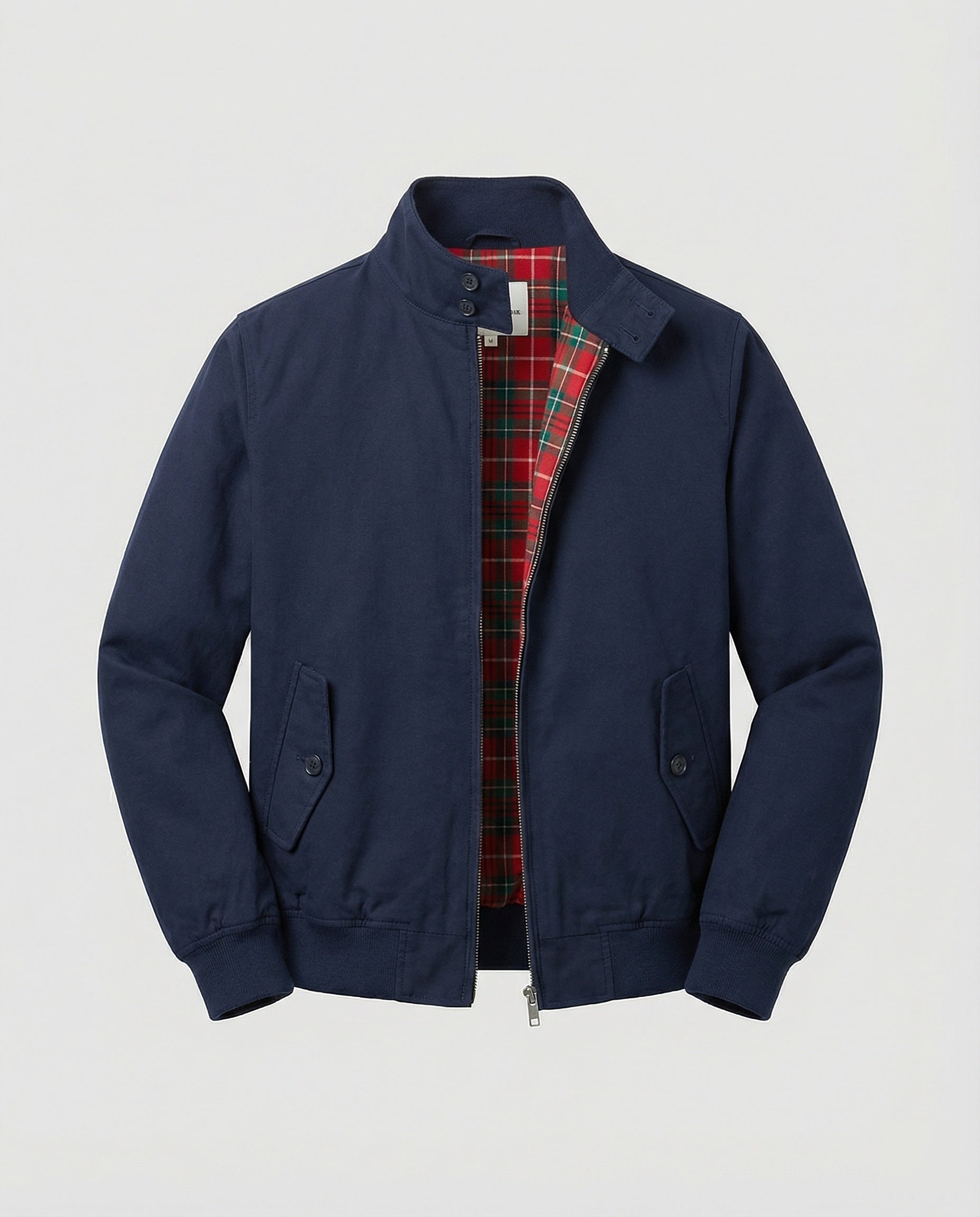 Herren Harrington-Jacke mit Reißverschluss und Karomuster-Futter 2