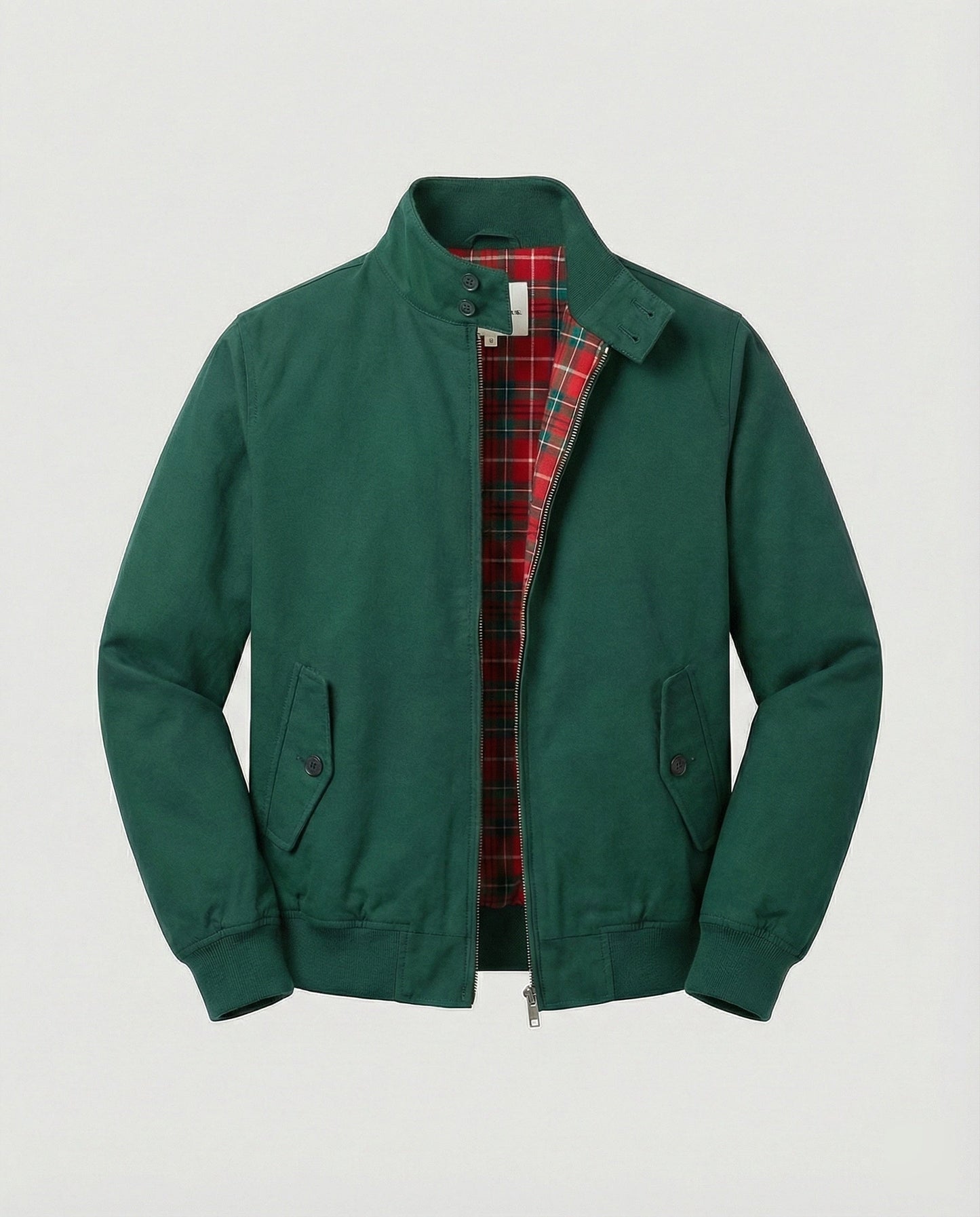 Herren Harrington-Jacke mit Reißverschluss und Karomuster-Futter 7
