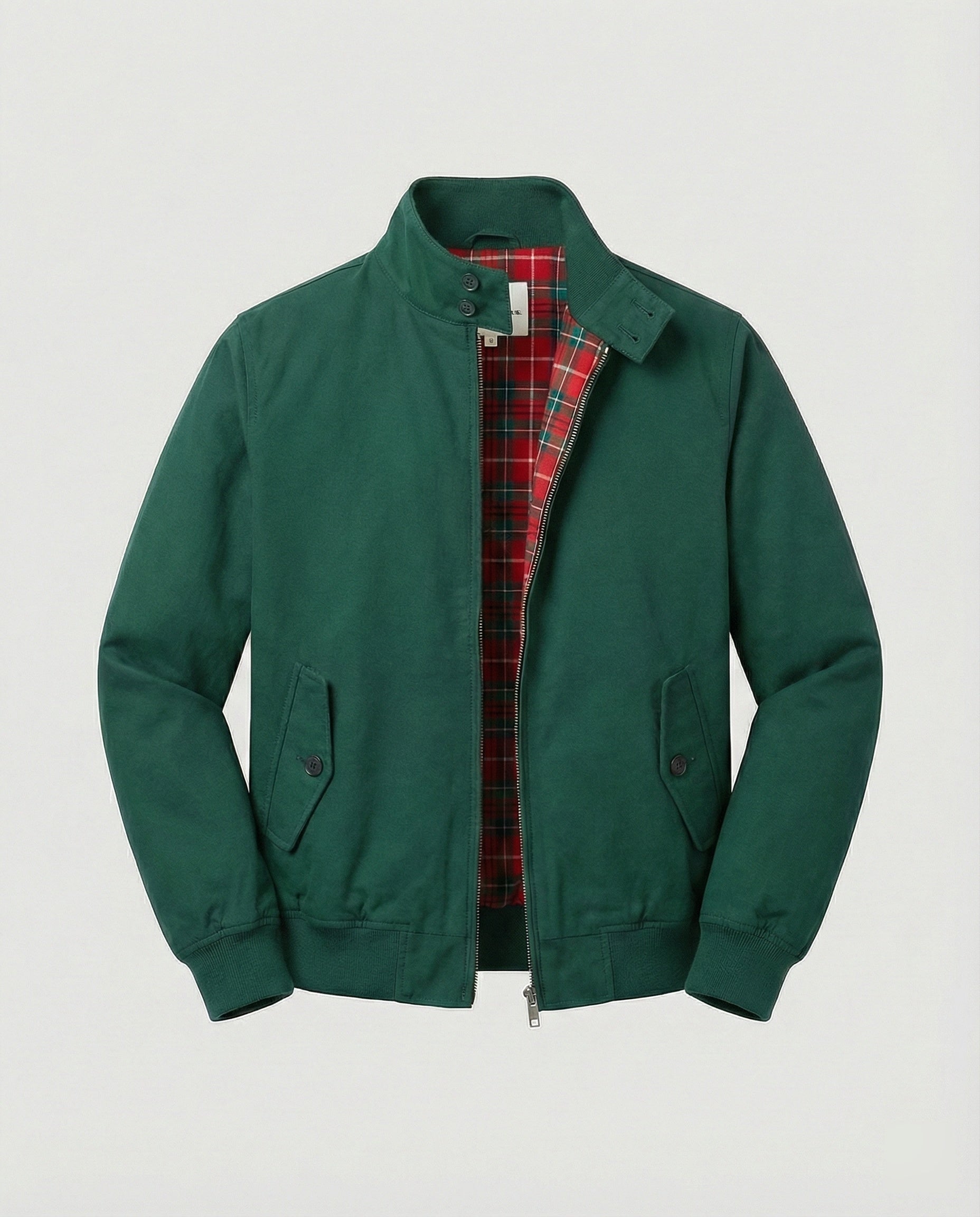 Herren Harrington-Jacke mit Reißverschluss und Karomuster-Futter 7
