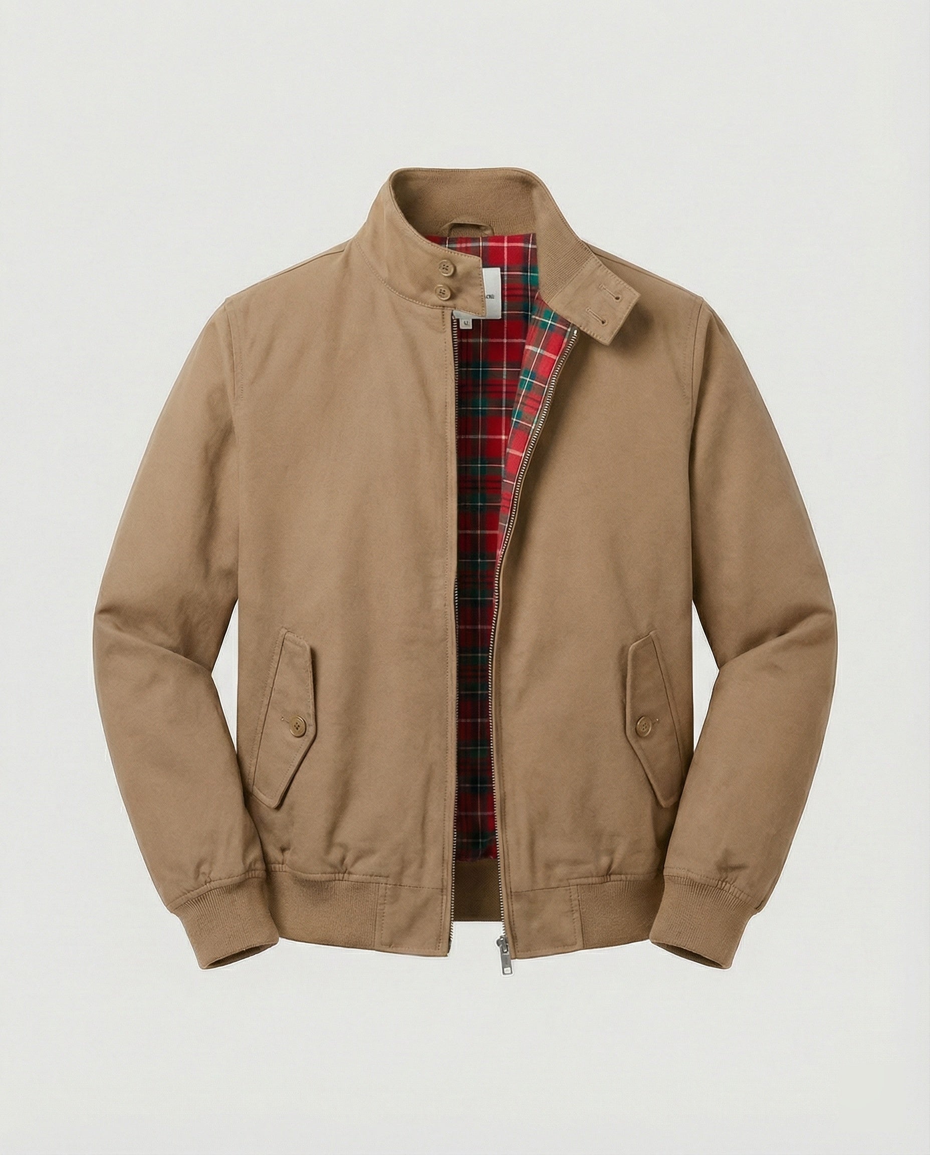 Herren Harrington-Jacke mit Reißverschluss und Karomuster-Futter 8