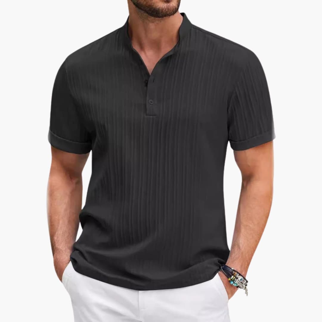 Herren Henley-T-Shirt | Lässiges Poloshirt mit Knopfleiste 0