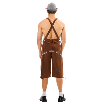 Herren Lederhose Knielang Wildlederimitat mit Stickerei 2