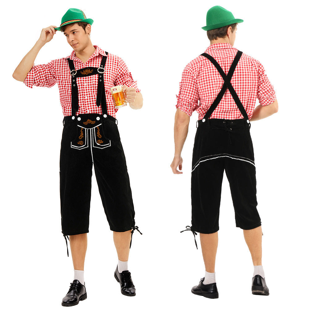 Herren Lederhose Knielang Wildlederimitat mit Stickerei 5