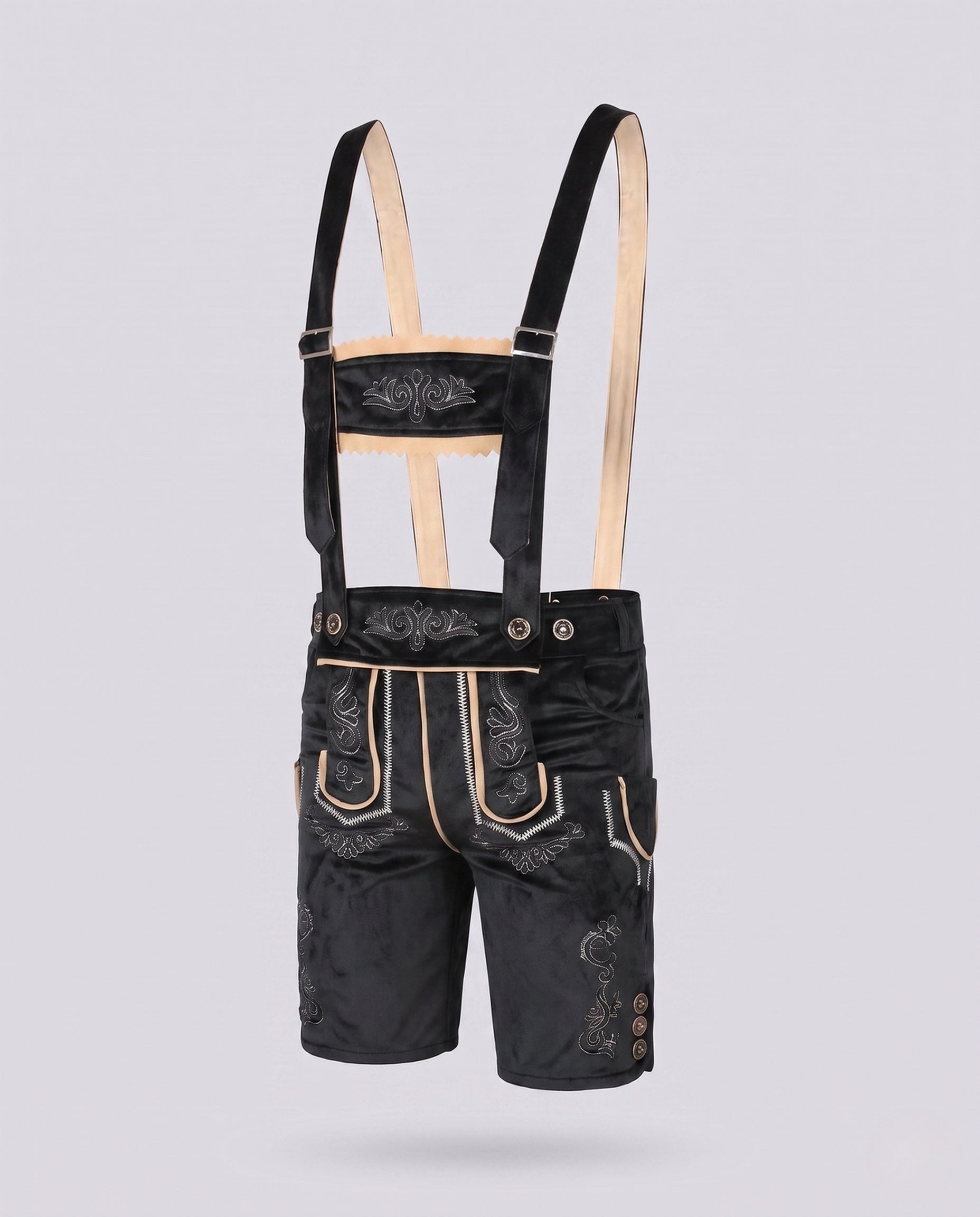 Herren Lederhose mit Verzierten Trägern | Trachtenhose Herren 6