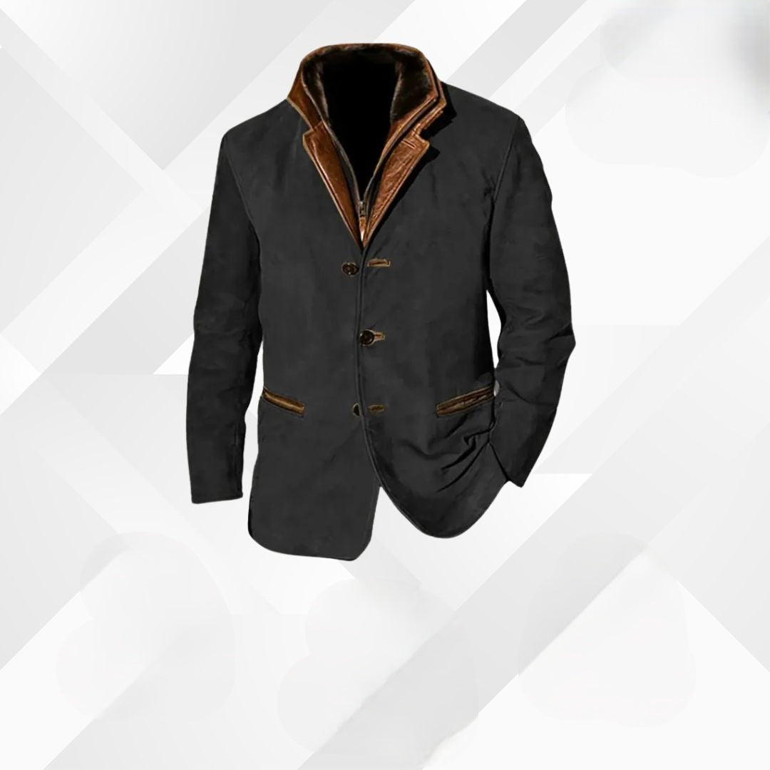 Herren Sakko Leandro | Wildleder Herbstjacke mit Leder-Details 1