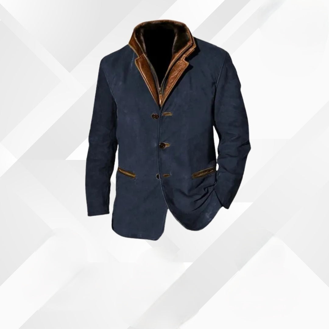 Herren Sakko Leandro | Wildleder Herbstjacke mit Leder-Details 2