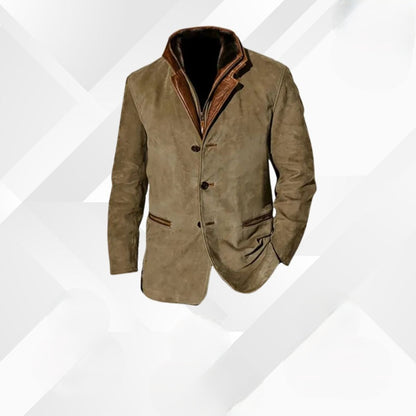Herren Sakko Leandro | Wildleder Herbstjacke mit Leder-Details 3