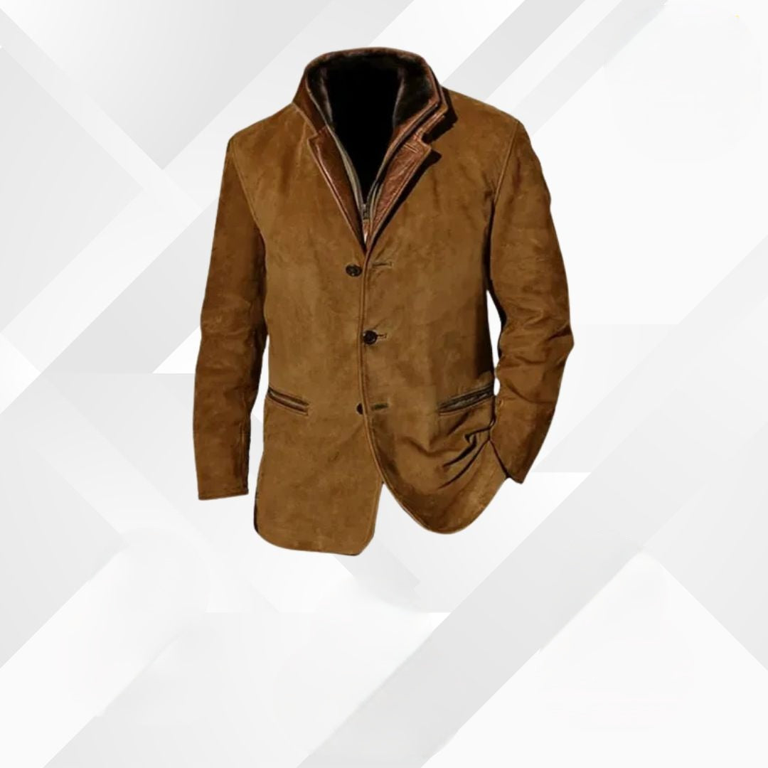 Herren Sakko Leandro | Wildleder Herbstjacke mit Leder-Details 4