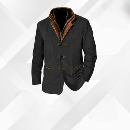 Herren Sakko Leandro | Wildleder Herbstjacke mit Leder-Details 7