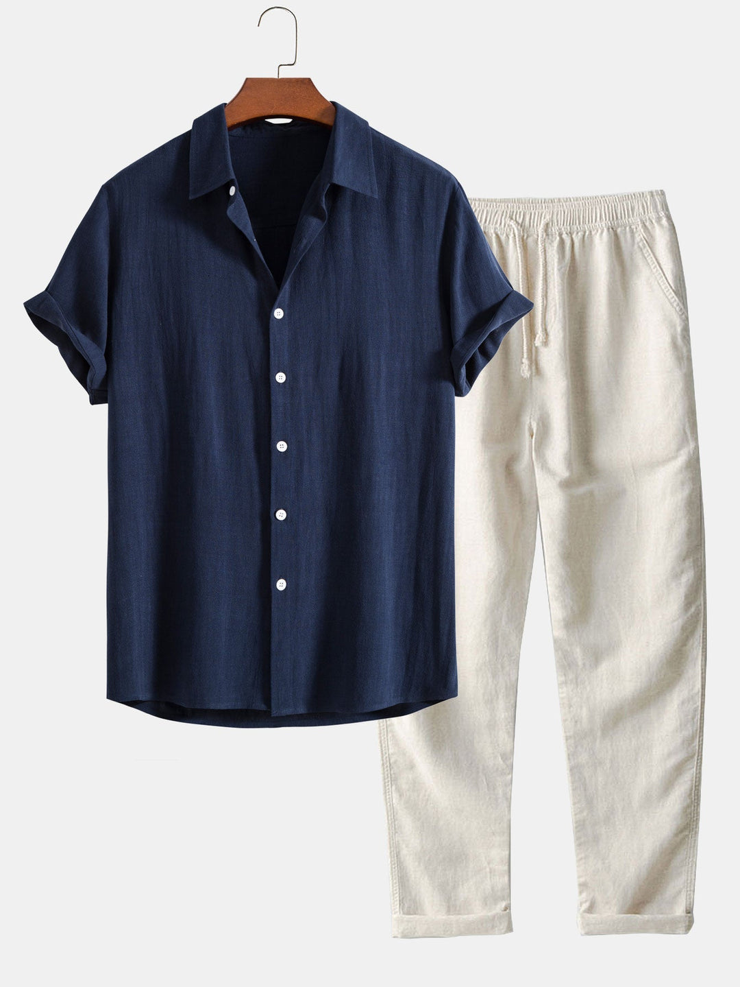 Herren Set mit Kurzarm-Hemd und Hose | Freizeitmode 0