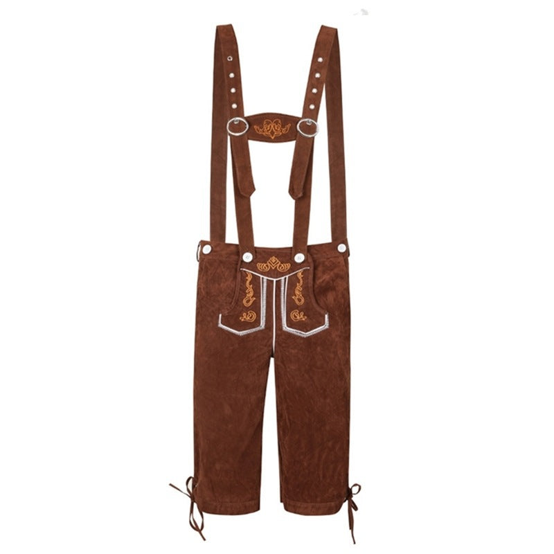 Herren Trachtenlederhose mit verstellbaren Trägern und Trachtenhut 4
