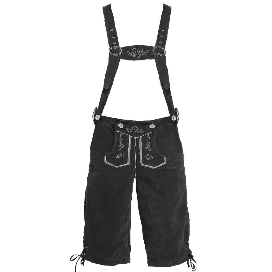 Herren Trachtenlederhose mit verstellbaren Trägern und Trachtenhut 6