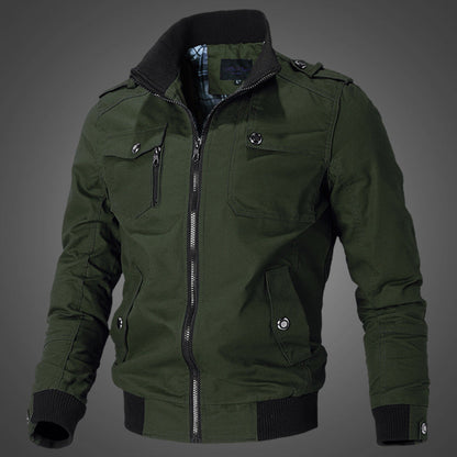 Herren Übergangsjacke Baumwolle mit Reißverschluss und hohem Kragen 0