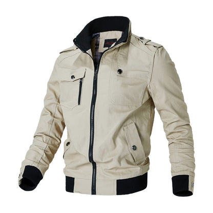 Herren Übergangsjacke Baumwolle mit Reißverschluss und hohem Kragen 1