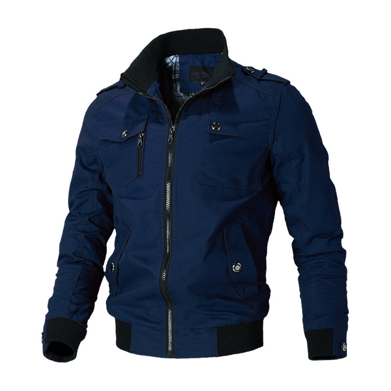 Herren Übergangsjacke Baumwolle mit Reißverschluss und hohem Kragen 3