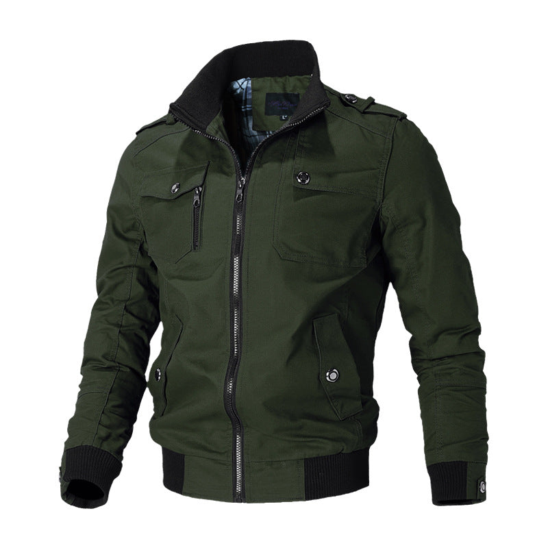 Herren Übergangsjacke Baumwolle mit Reißverschluss und hohem Kragen 4