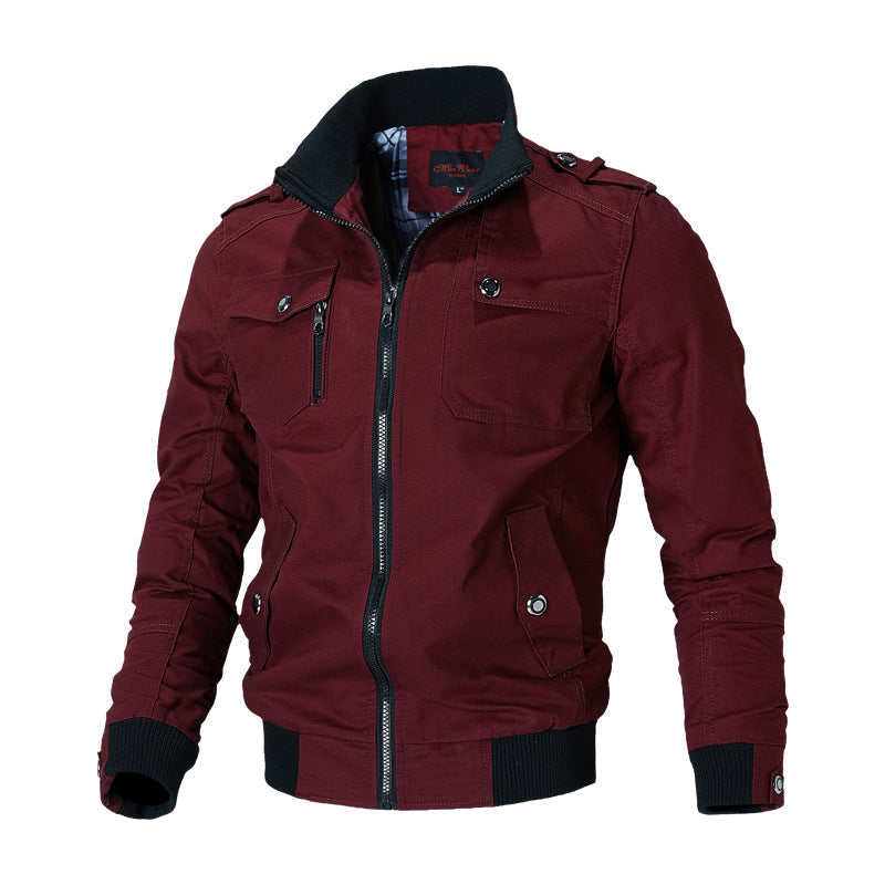 Herren Übergangsjacke Baumwolle mit Reißverschluss und hohem Kragen 5