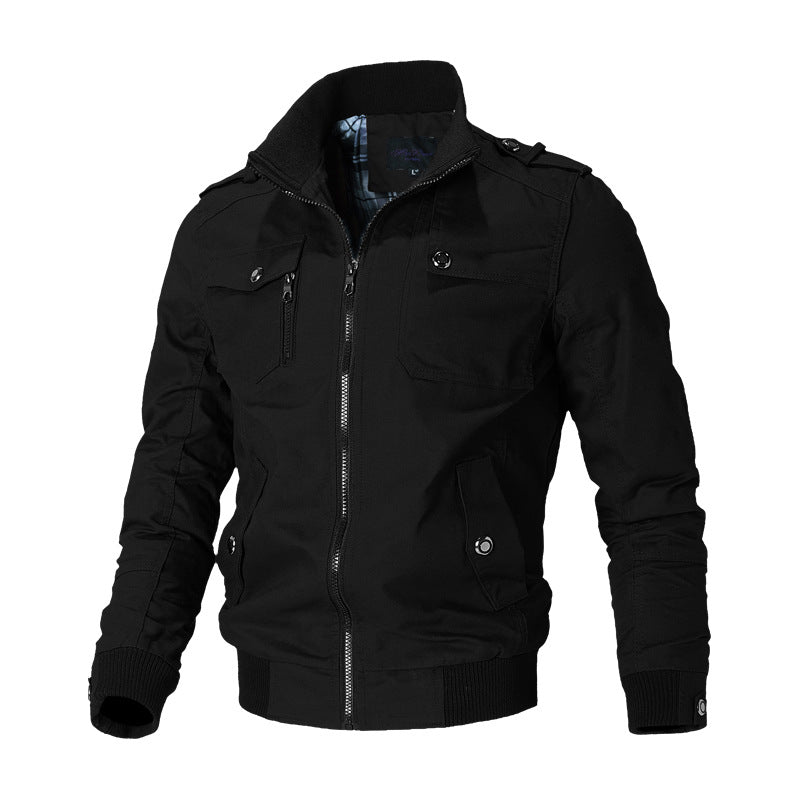Herren Übergangsjacke Baumwolle mit Reißverschluss und hohem Kragen 6