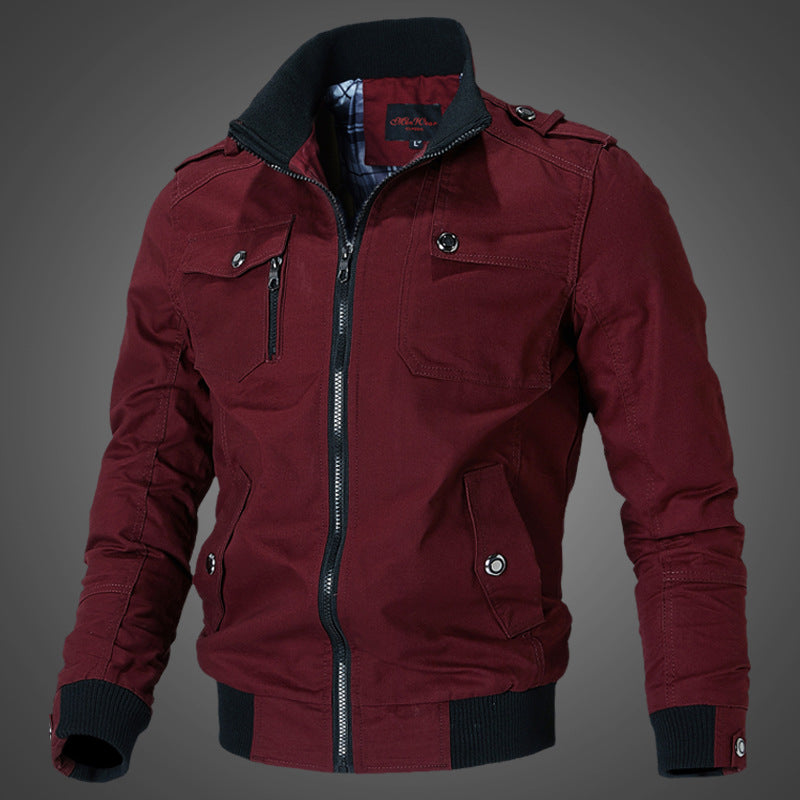 Herren Übergangsjacke Baumwolle mit Reißverschluss und hohem Kragen 7