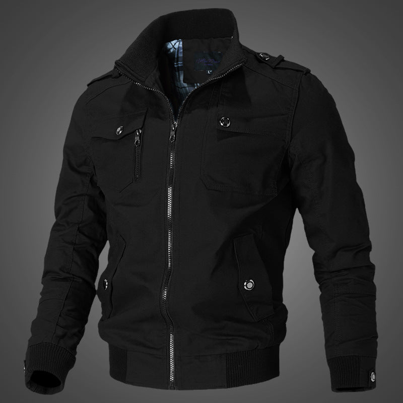 Herren Übergangsjacke Baumwolle mit Reißverschluss und hohem Kragen 8
