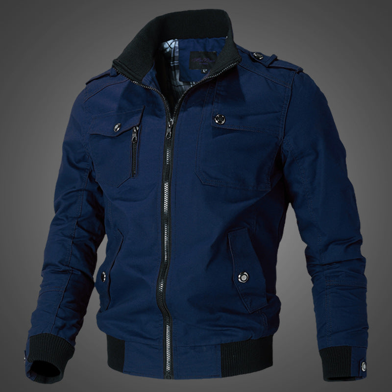 Herren Übergangsjacke Baumwolle mit Reißverschluss und hohem Kragen 9