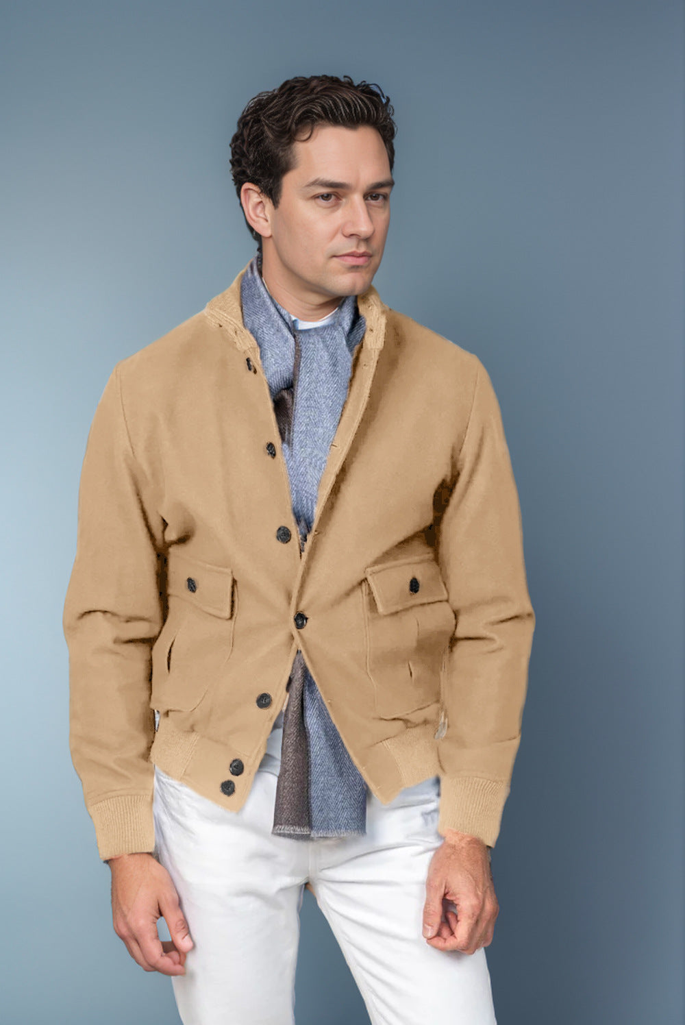 Herren Übergangsjacke mit Stehkragen und Reißverschlusstaschen 8