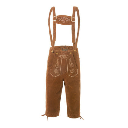 Herren Wildleder Lederhose mit bestickten Trägern Kniebund 3