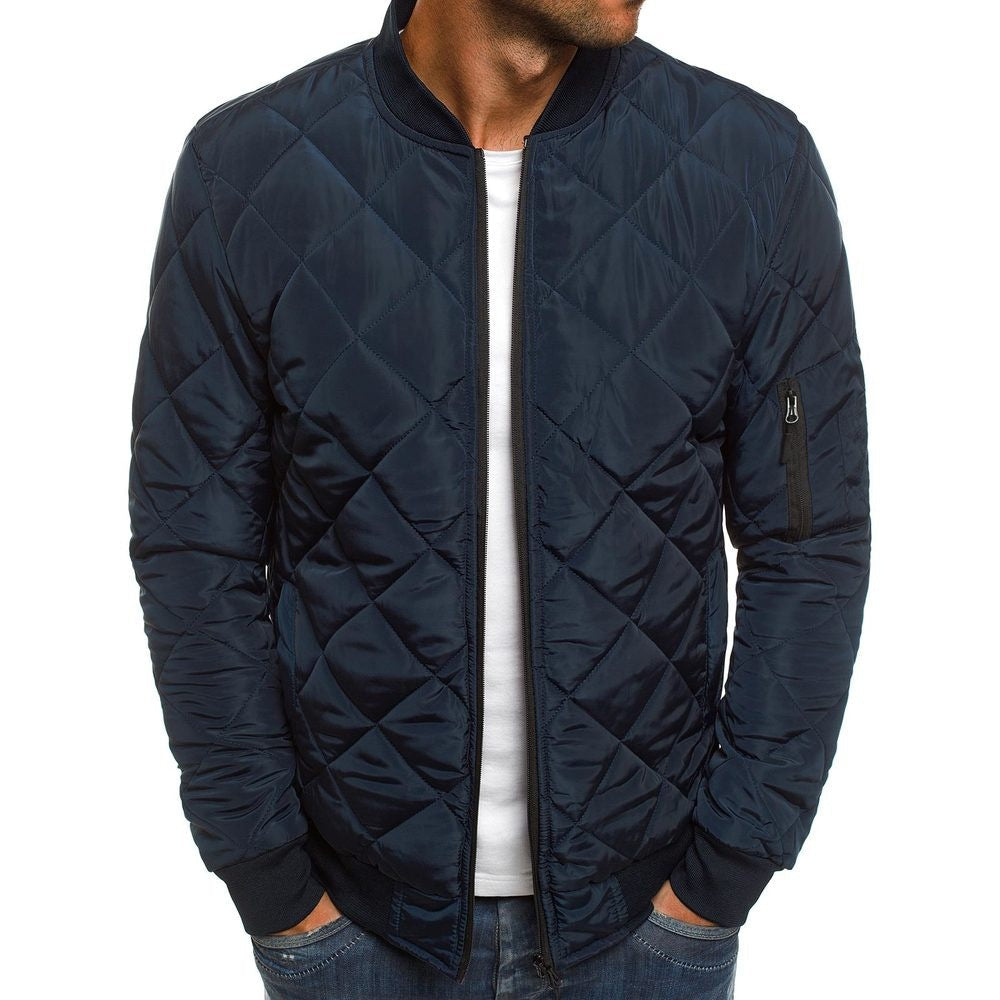 Herren gesteppte Übergangsjacke mit hohem Kragen und Taschen 2