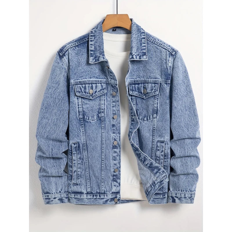 Herrenjacke Blau Klassisch Gerade Passform Herbst Winter 0