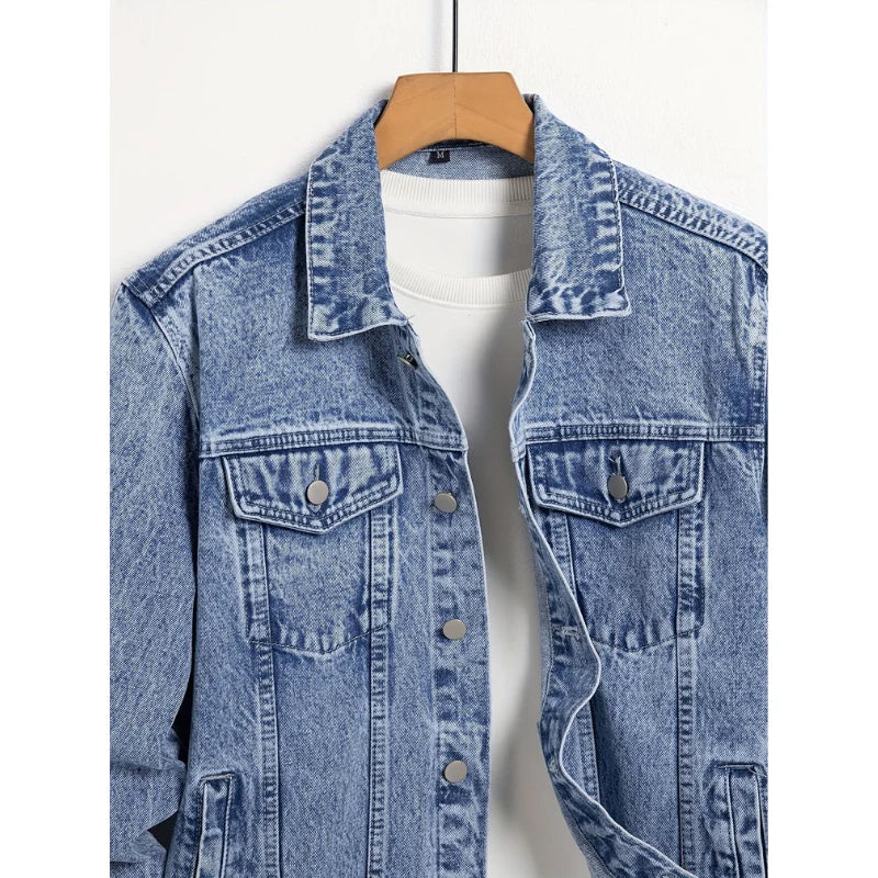 Herrenjacke Blau Klassisch Gerade Passform Herbst Winter 1
