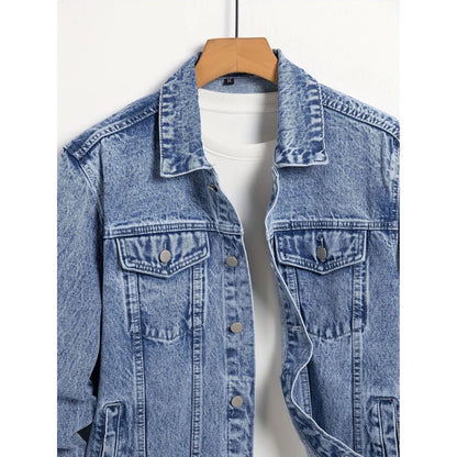 Herrenjacke Blau Klassisch Gerade Passform Herbst Winter 1