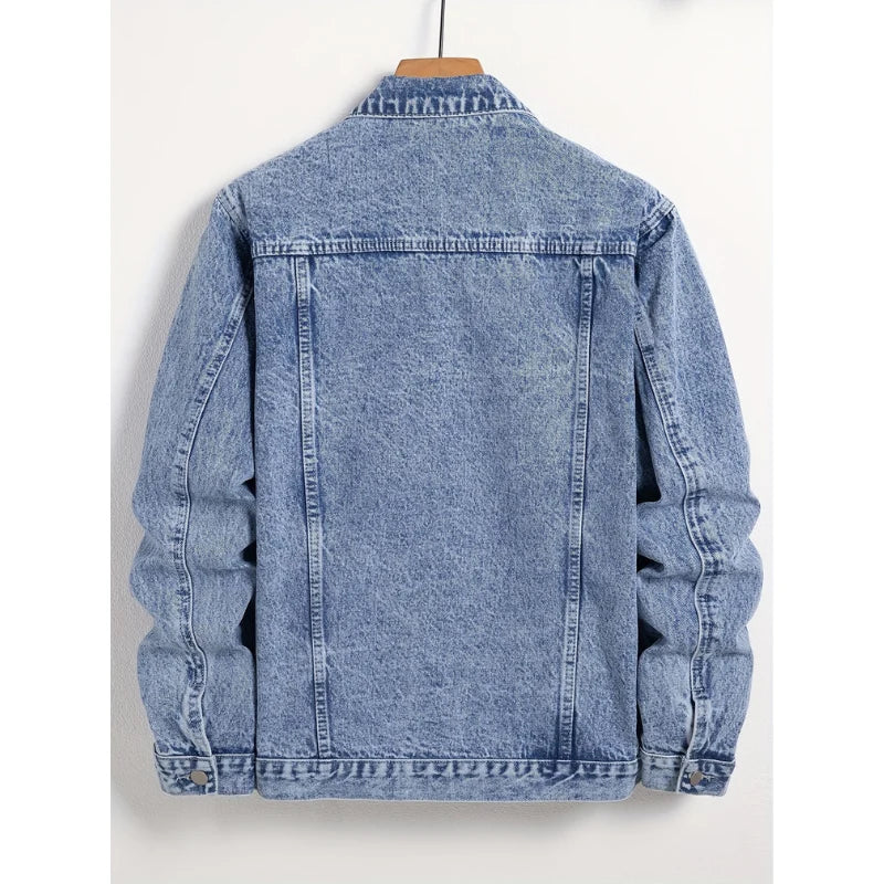Herrenjacke Blau Klassisch Gerade Passform Herbst Winter 3
