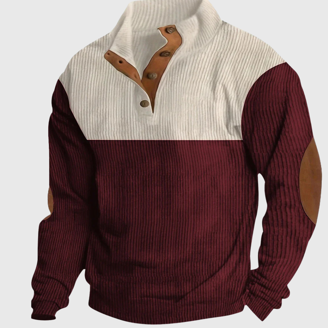 Herrenpullover Stehkragen Langarm mit Ellenbogen-Patches 0