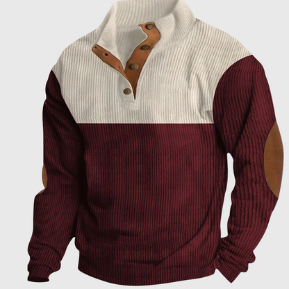 Herrenpullover Stehkragen Langarm mit Ellenbogen-Patches 0