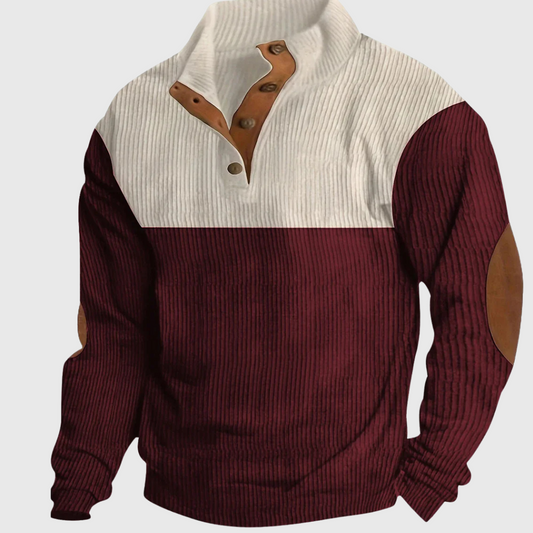 Herrenpullover Stehkragen Langarm mit Ellenbogen-Patches 0
