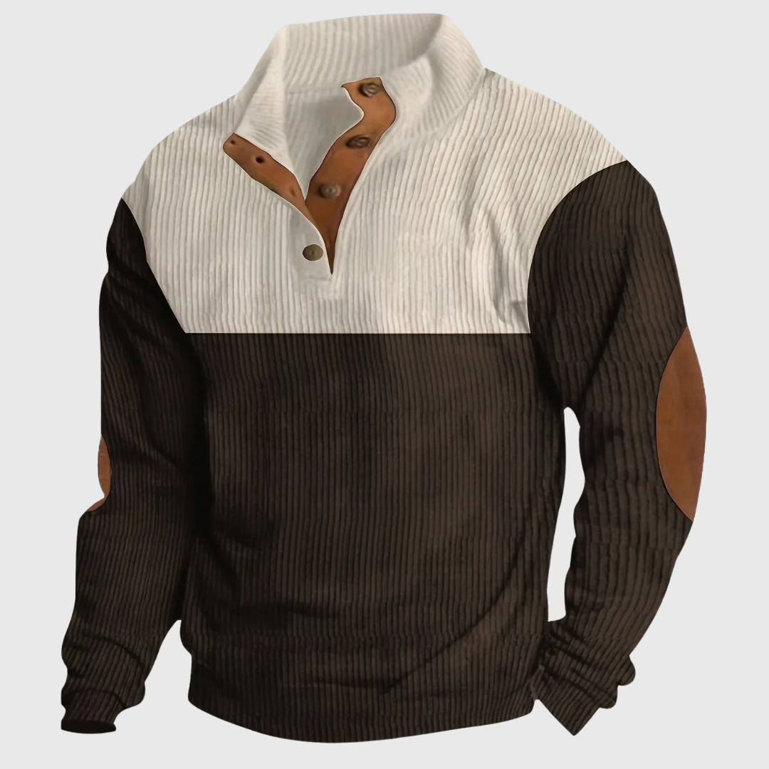Herrenpullover Stehkragen Langarm mit Ellenbogen-Patches 1