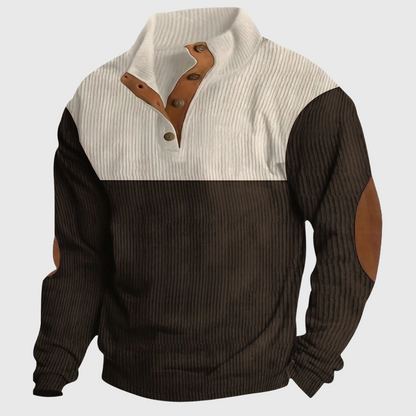 Herrenpullover Stehkragen Langarm mit Ellenbogen-Patches 1
