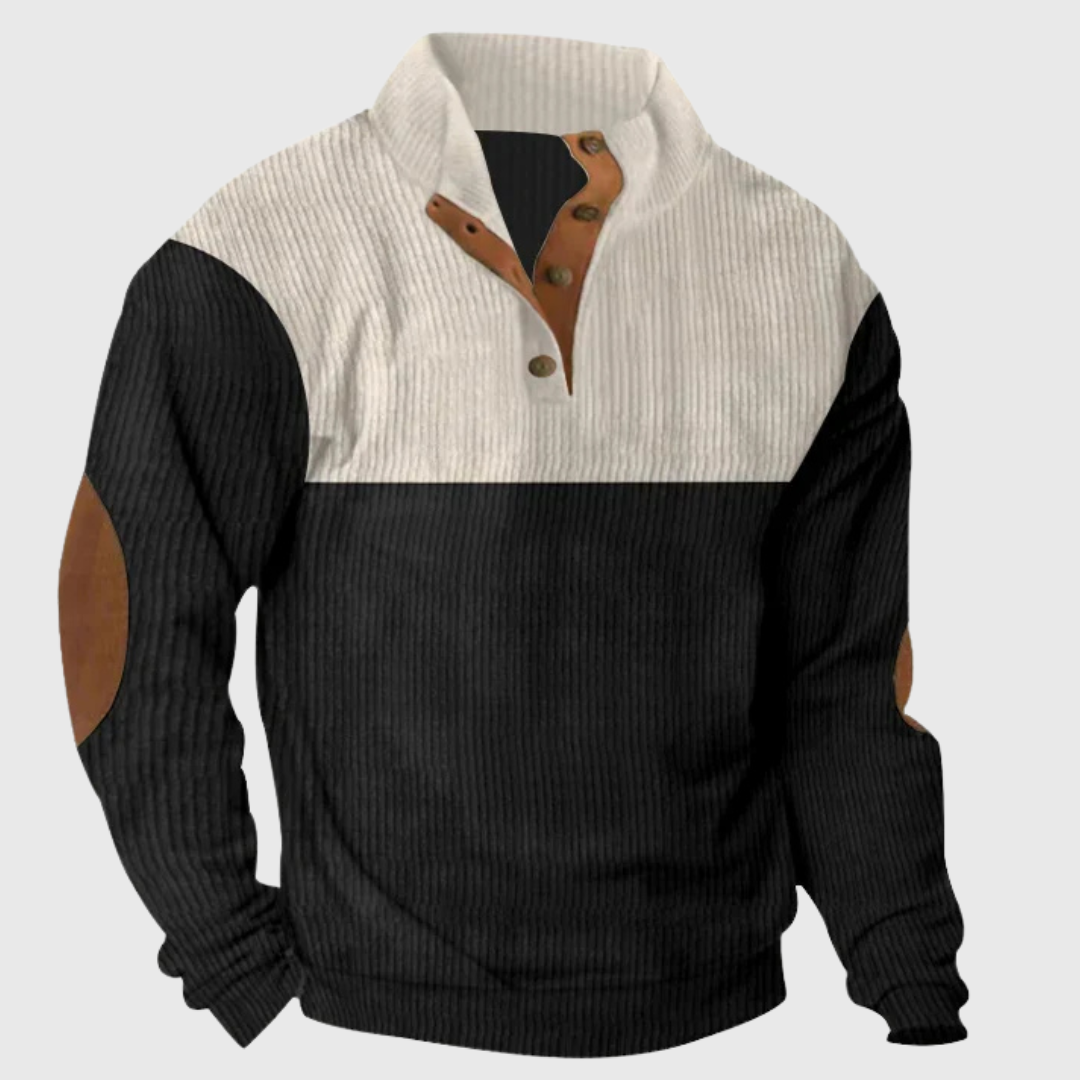 Herrenpullover Stehkragen Langarm mit Ellenbogen-Patches 2