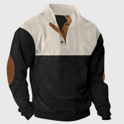 Herrenpullover Stehkragen Langarm mit Ellenbogen-Patches 2