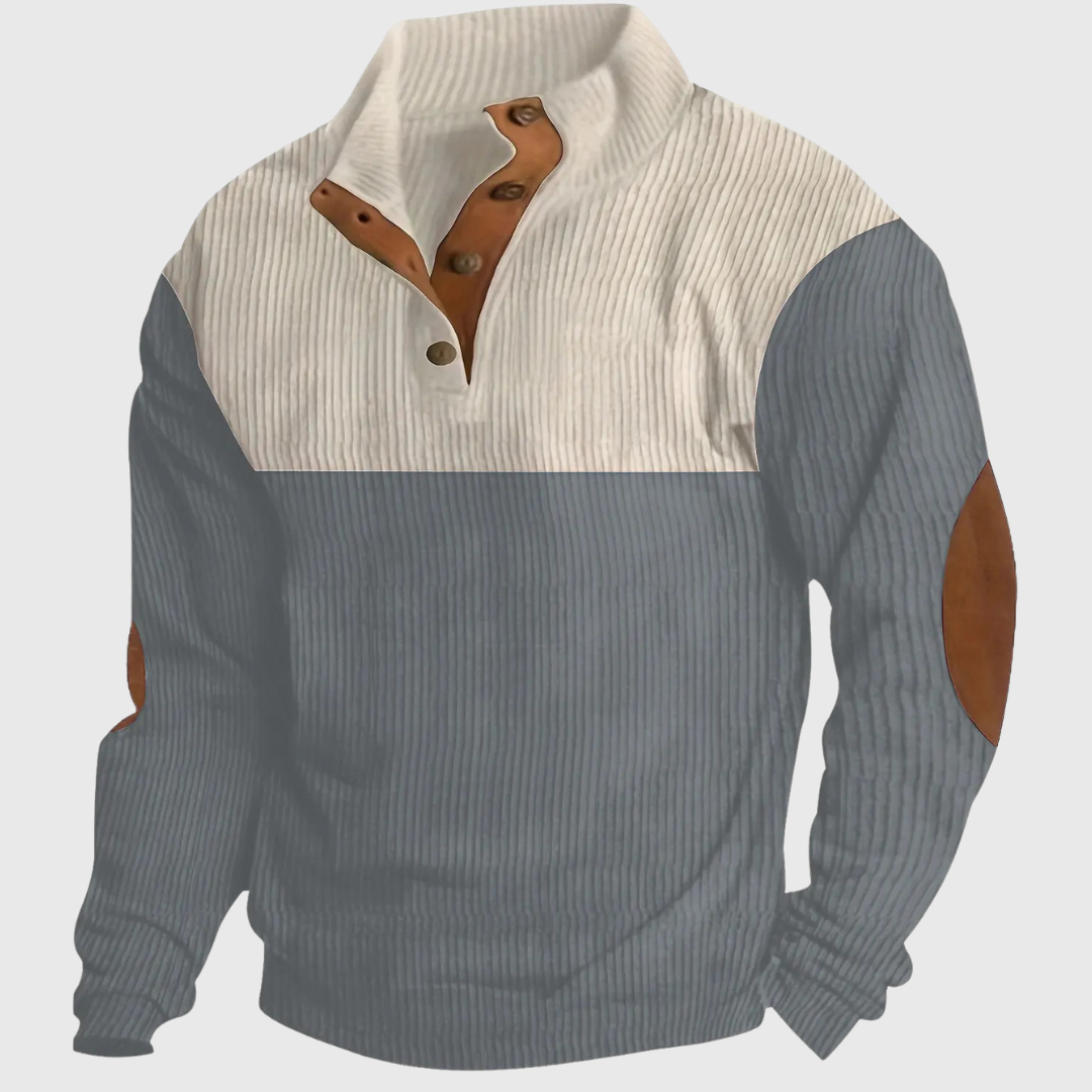Herrenpullover Stehkragen Langarm mit Ellenbogen-Patches 3