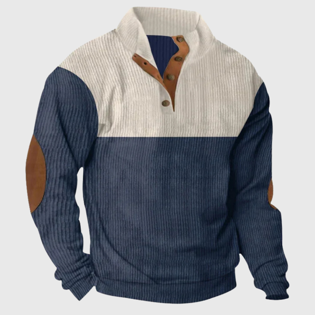 Herrenpullover Stehkragen Langarm mit Ellenbogen-Patches 4