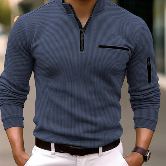 Herrenpullover mit Stehkragen und Reißverschluss | Sportlich Elegant 0
