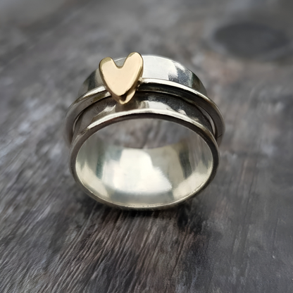 Herzring Vergoldet | Eleganter Silber Schmuckring 0