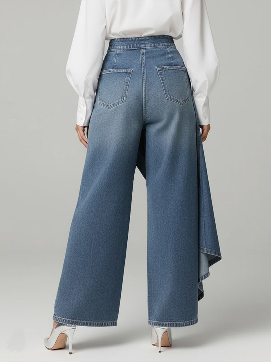 High Waist Hose Damen | Asymmetrisch & Weites Bein Denim 2