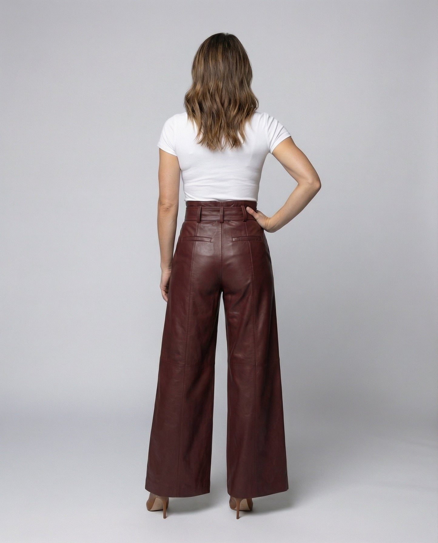 Hohe Damen Lederhose mit Plissee | Elegante Lederhose 4