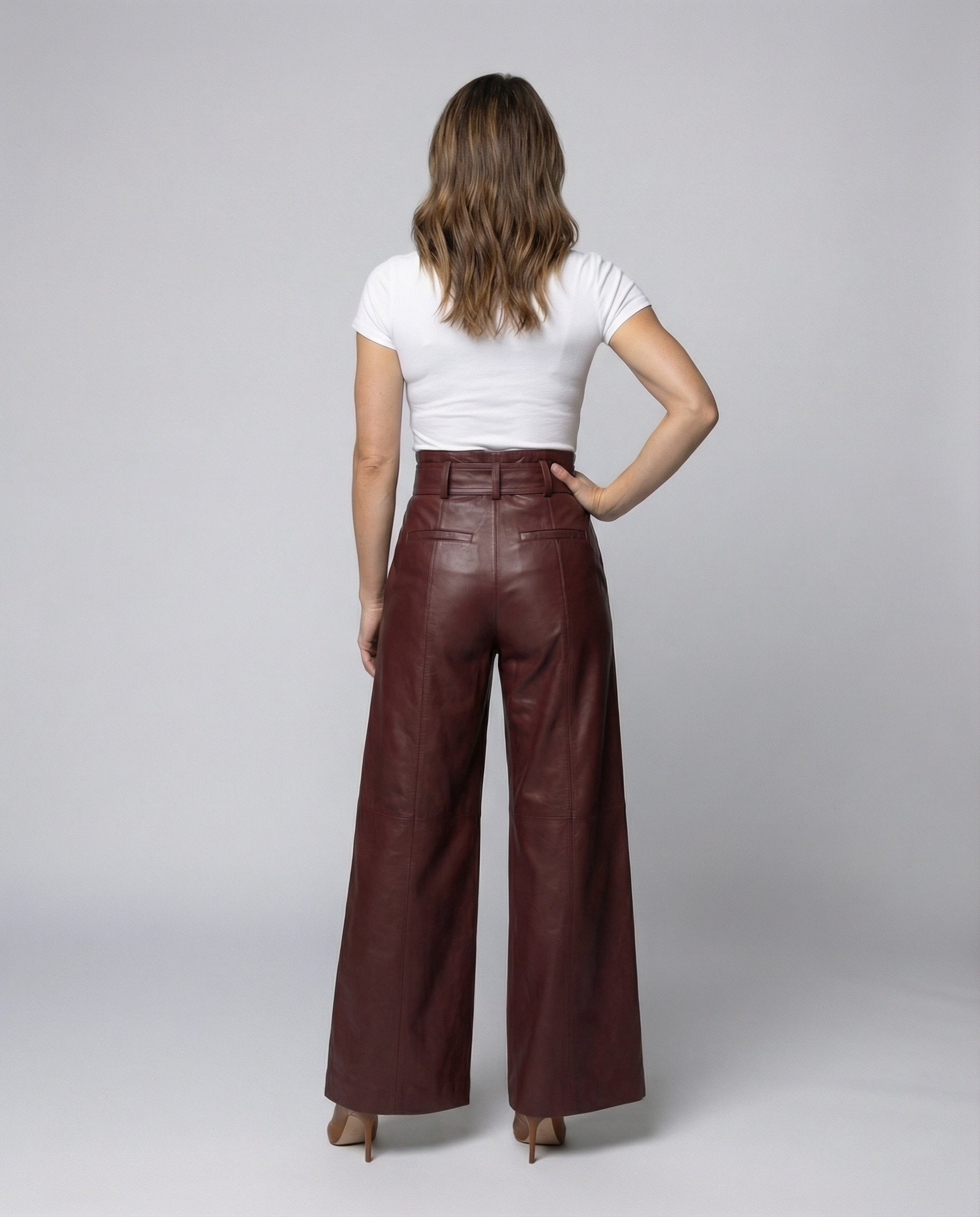 Hohe Damen Lederhose mit Plissee | Elegante Lederhose 4