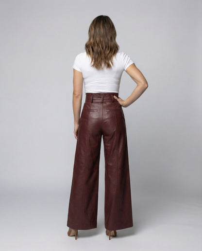 Hohe Damen Lederhose mit Plissee | Elegante Lederhose 4