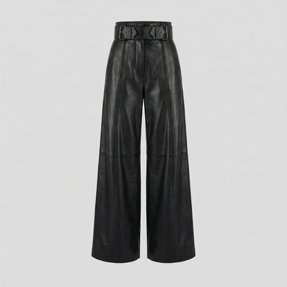 Hohe Damen Lederhose mit Plissee | Elegante Lederhose 5
