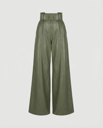 Hohe Damen Lederhose mit Plissee | Elegante Lederhose 6